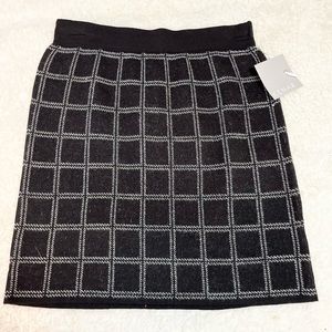 Kenar Black Knit Plaid Skirt